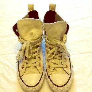 Cream, high top Chucks.